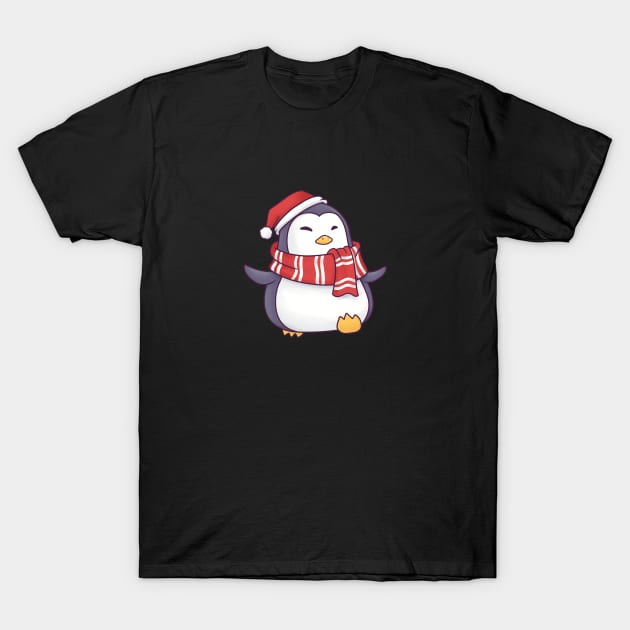 Cute Penguin in Santa Hat T-Shirt by Takeda_Art